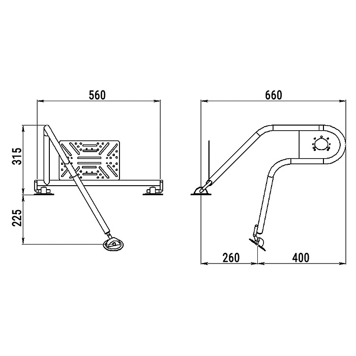 Стойка рулевая с креплением на баллон надувной лодки 25мм в Благовещенске