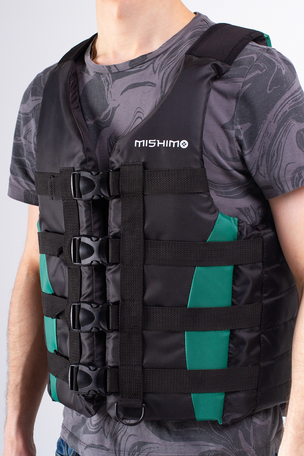 Жилет спасательный MISHIMO PRO Премиум качества Черно-зеленый в Благовещенске